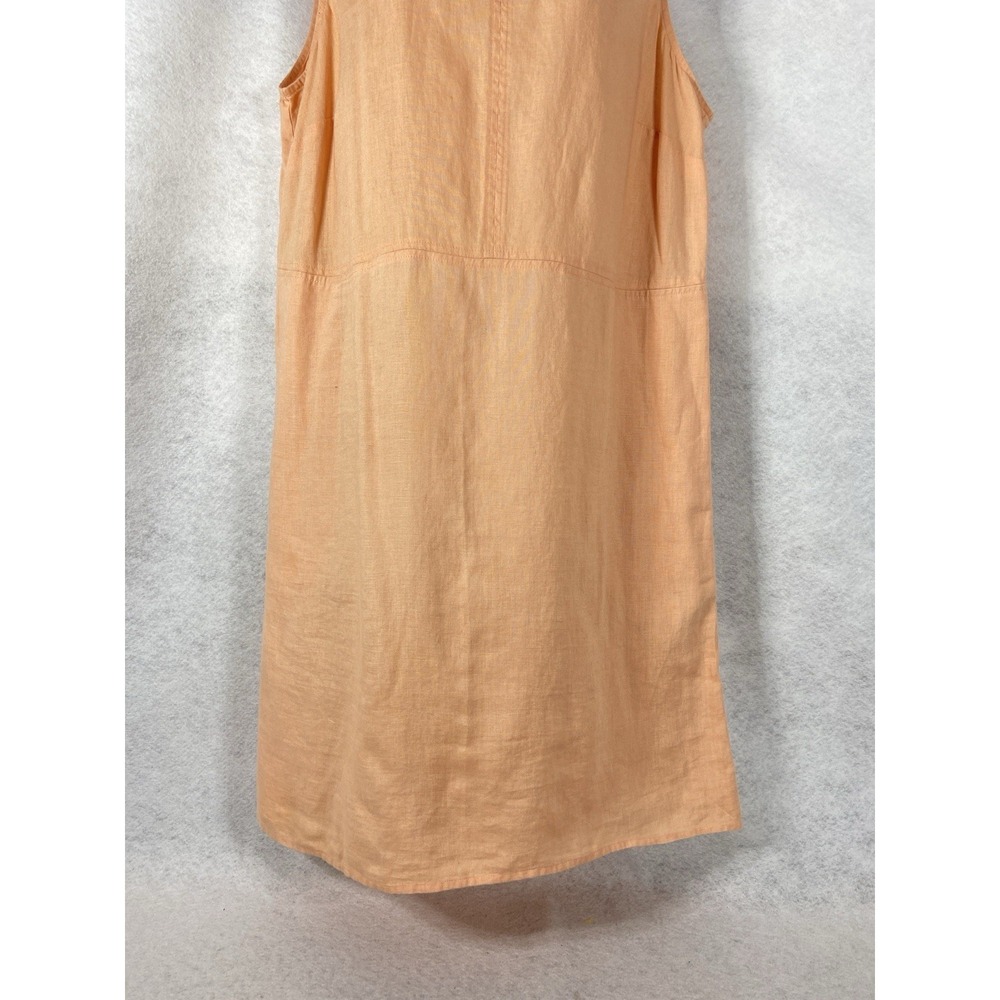 J Jill Dress Women's Large Orange Shift Sleeveless 100% Linen Pockets - Picture 3 of 12